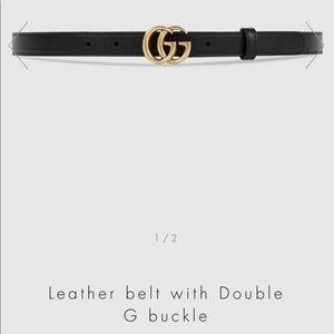 Black Gucci thin Leather GG Belt